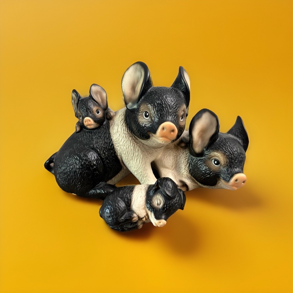 Harvey Knox Kingdom Ceramic Hand Painted Pig Figurines House of Global Art 4 Pig